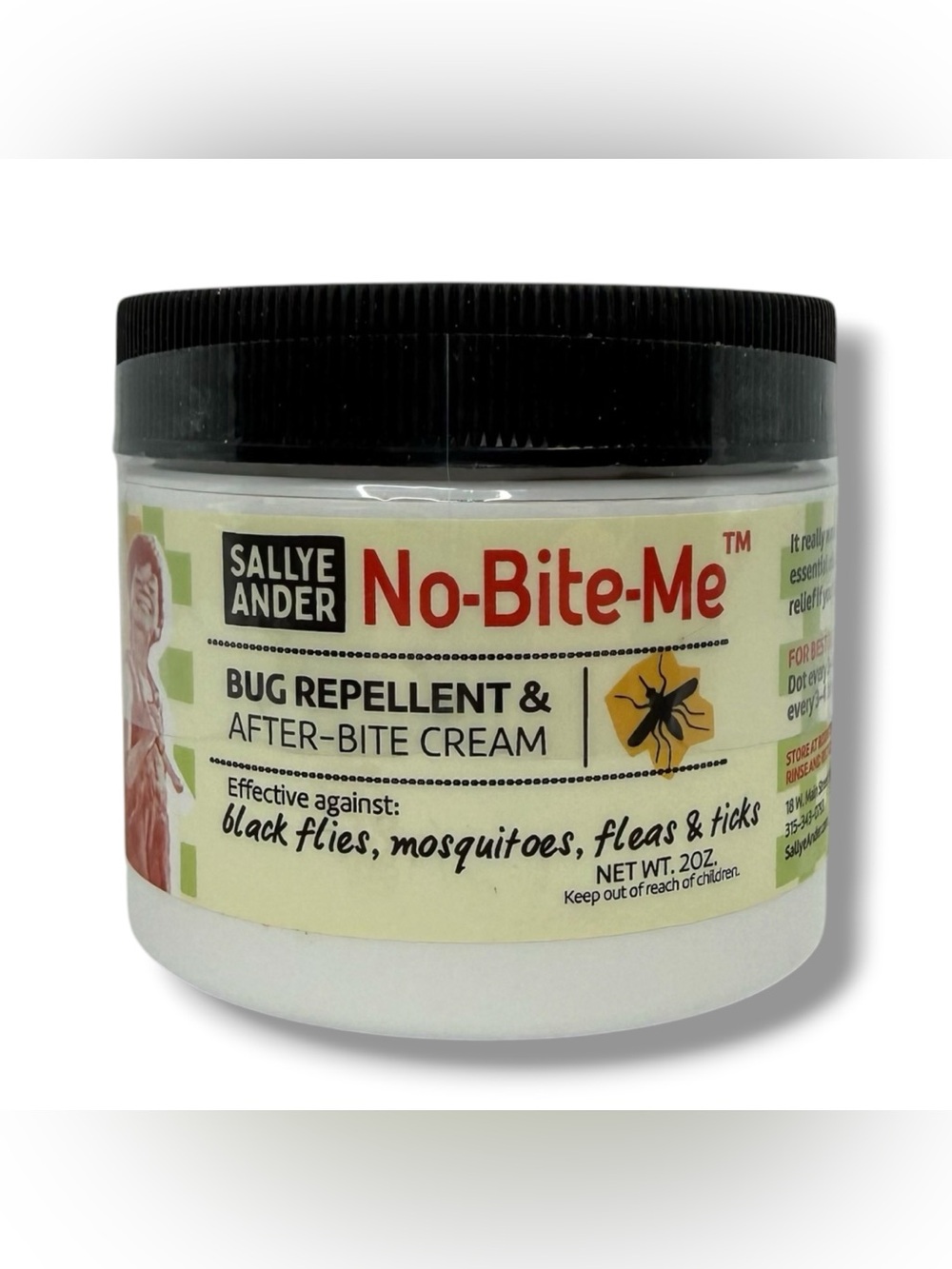 SALLYEANDER No-Bite-Me Natural Bug Repellent Anti-Itch Cream DEET-Free 2oz